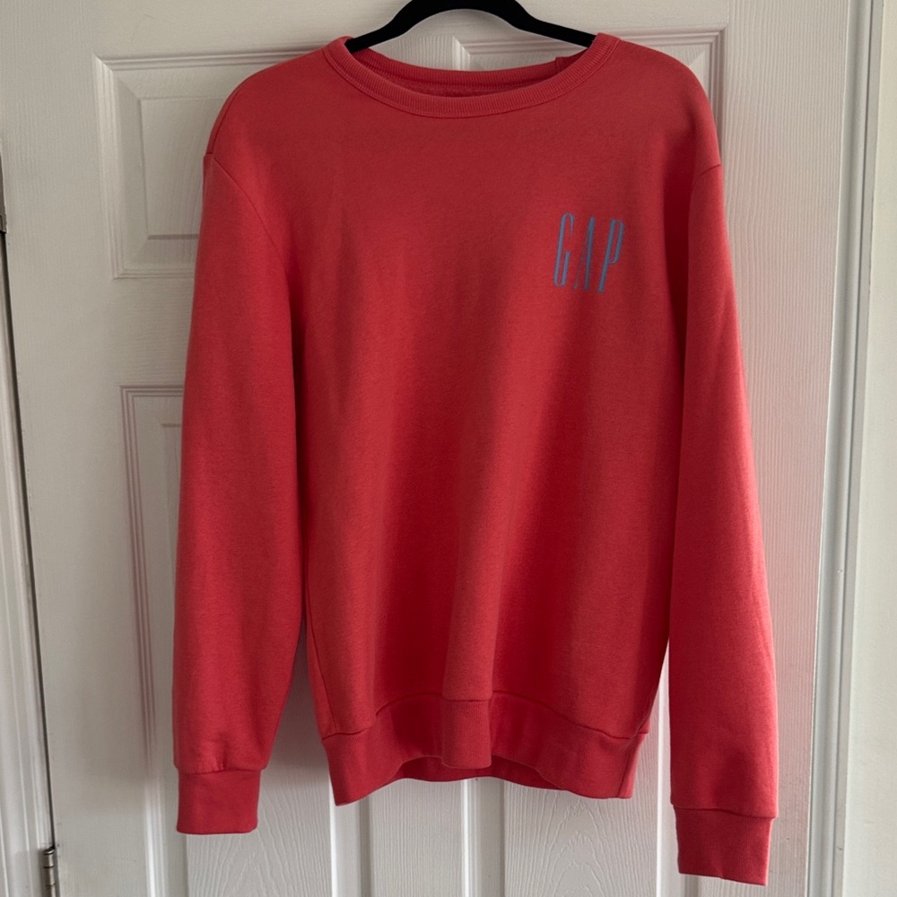 GAP Coral Crewneck Sweatshirt with Light Blue Logo